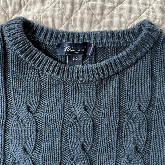 Blumarine cotton navy cable knit sweater - L - Picture 2 of 4